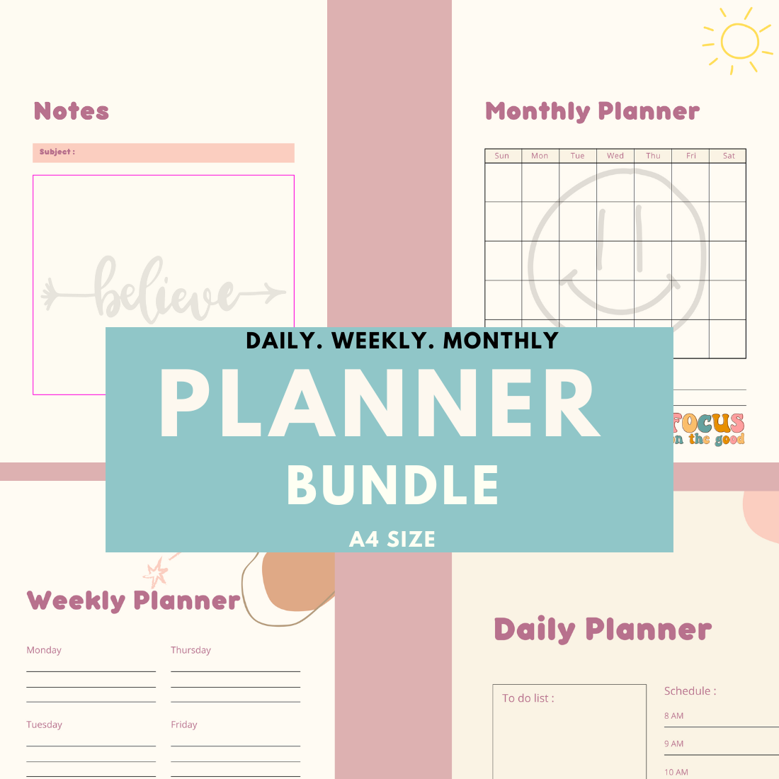 Yearly Planner Bundle Template cover image.