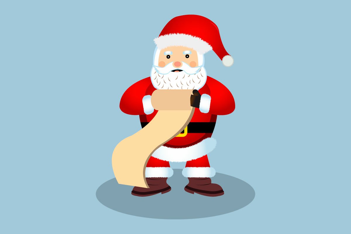 Santa with a gift list.