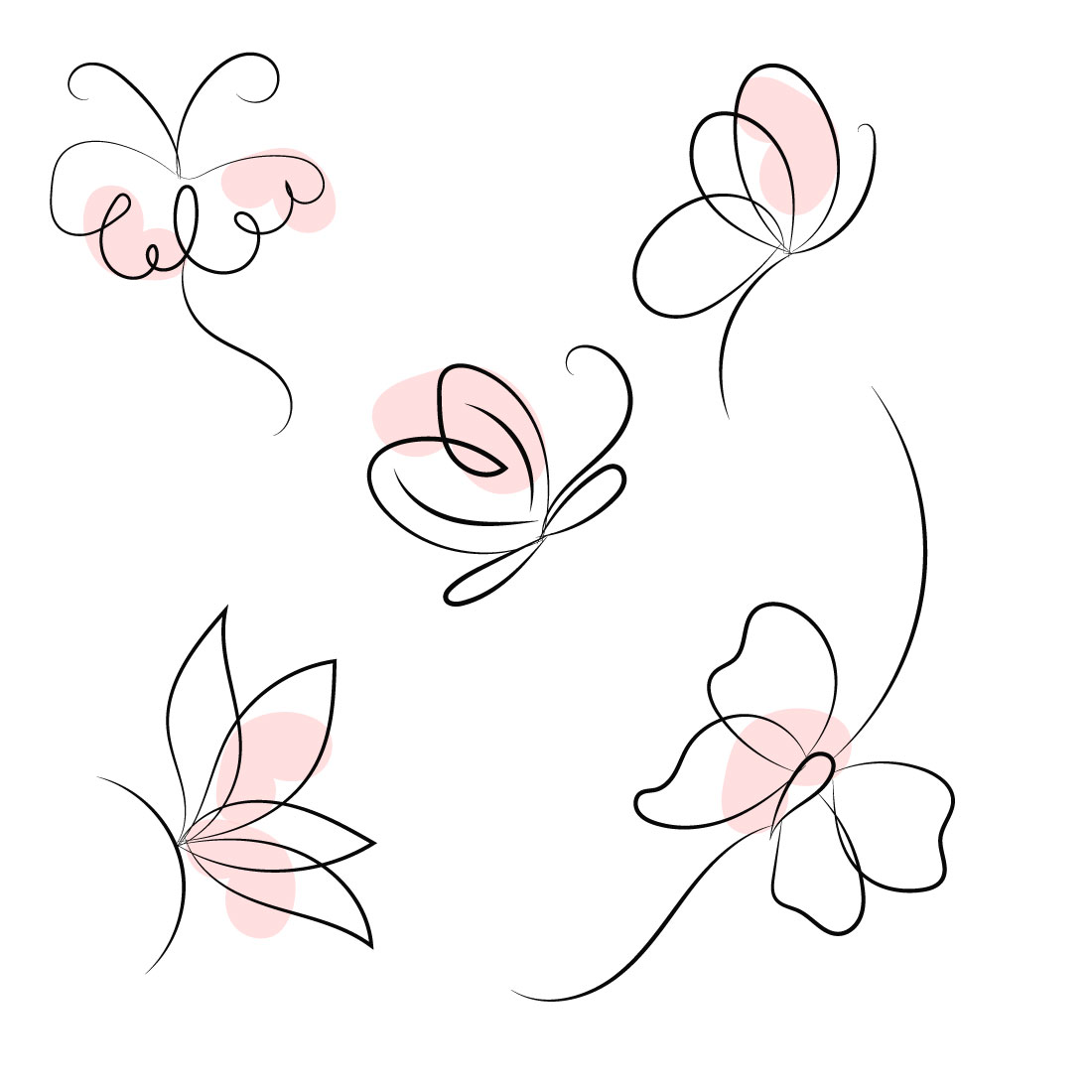 Drawing of three flowers with one flower in the middle.