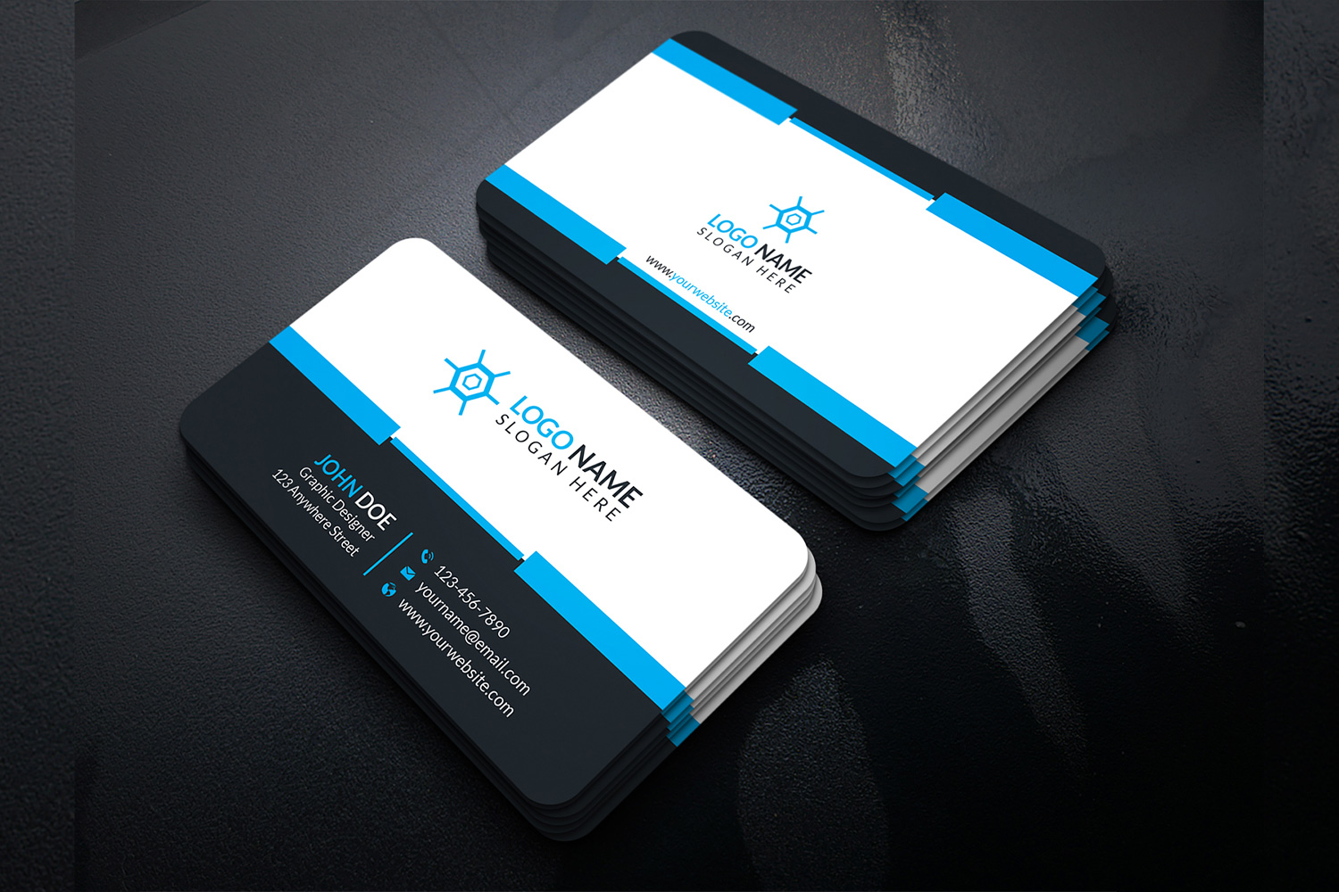 Business Card Minimal Design Template preview image.