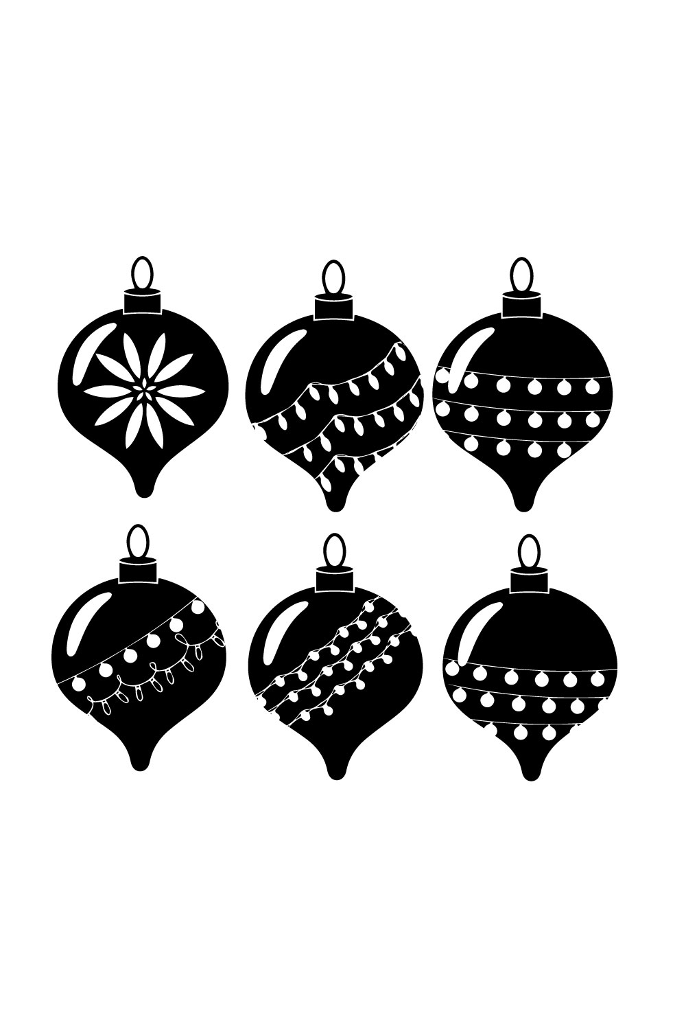 A selection of beautiful black images of Christmas tree ornaments