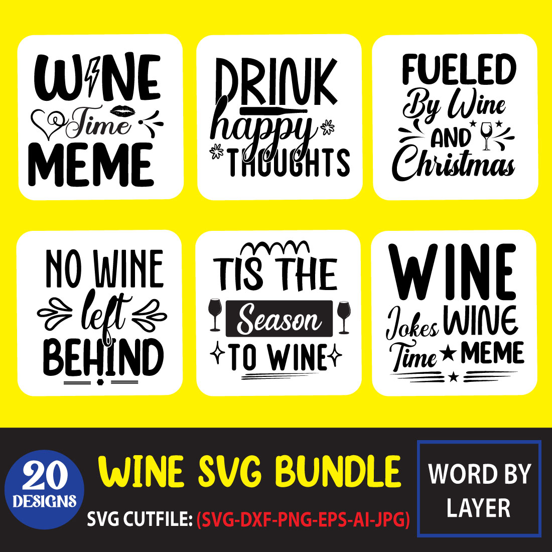Wine SVG Bundle cover image.