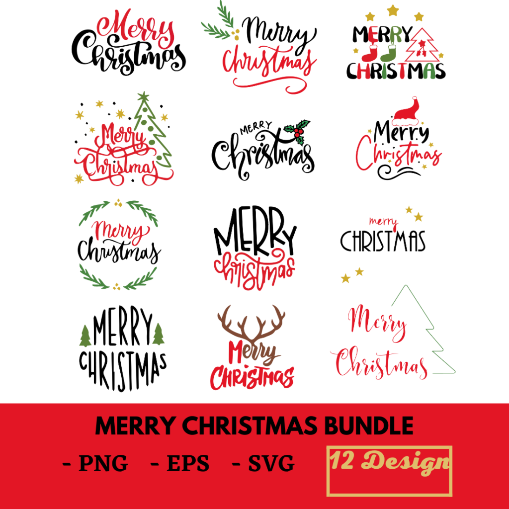 Merry Christmas Bundle | 12 Design Bundle - MasterBundles