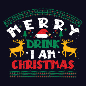 Image with a beautiful inscription merry drunk i am christmas.