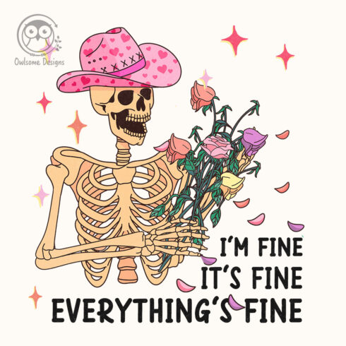 I'm Fine Funny Skeleton Valentine PNG main cover.