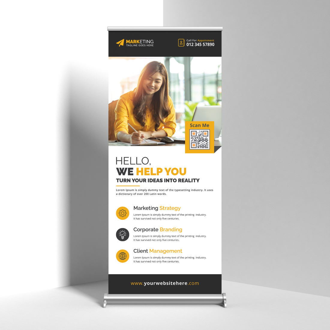 Corporate Roll Up Banner Yellow Design cover image.