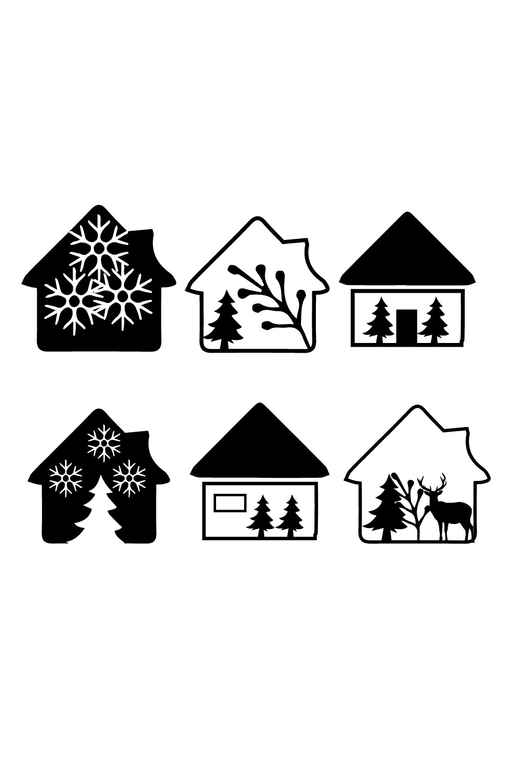 Pinterest image with Cute Christmas House SVG Bundle.