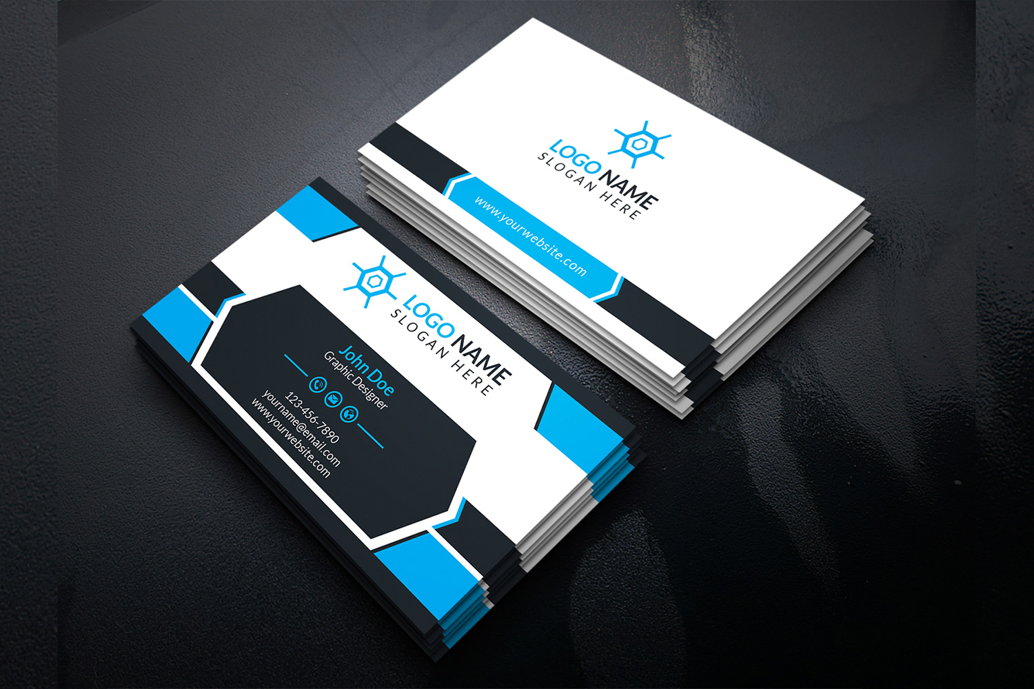 Corporate Business Card Multicoloured Design Template preview image.