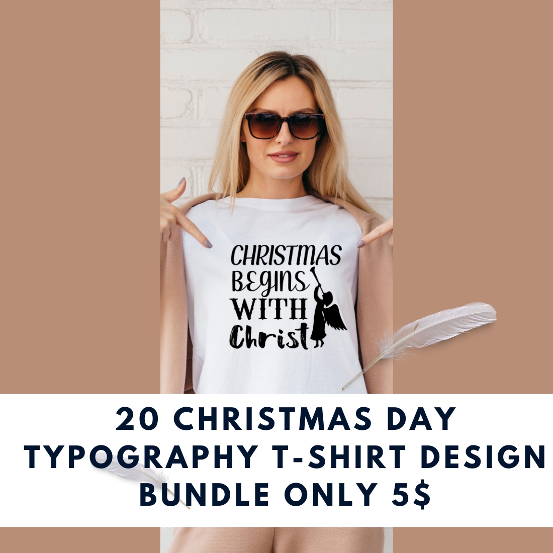 T-shirt Christmas Day Typography Design Bundle cover image.