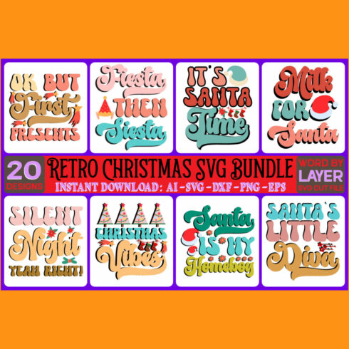 Christmas Retro Design SVG Bundle cover image.