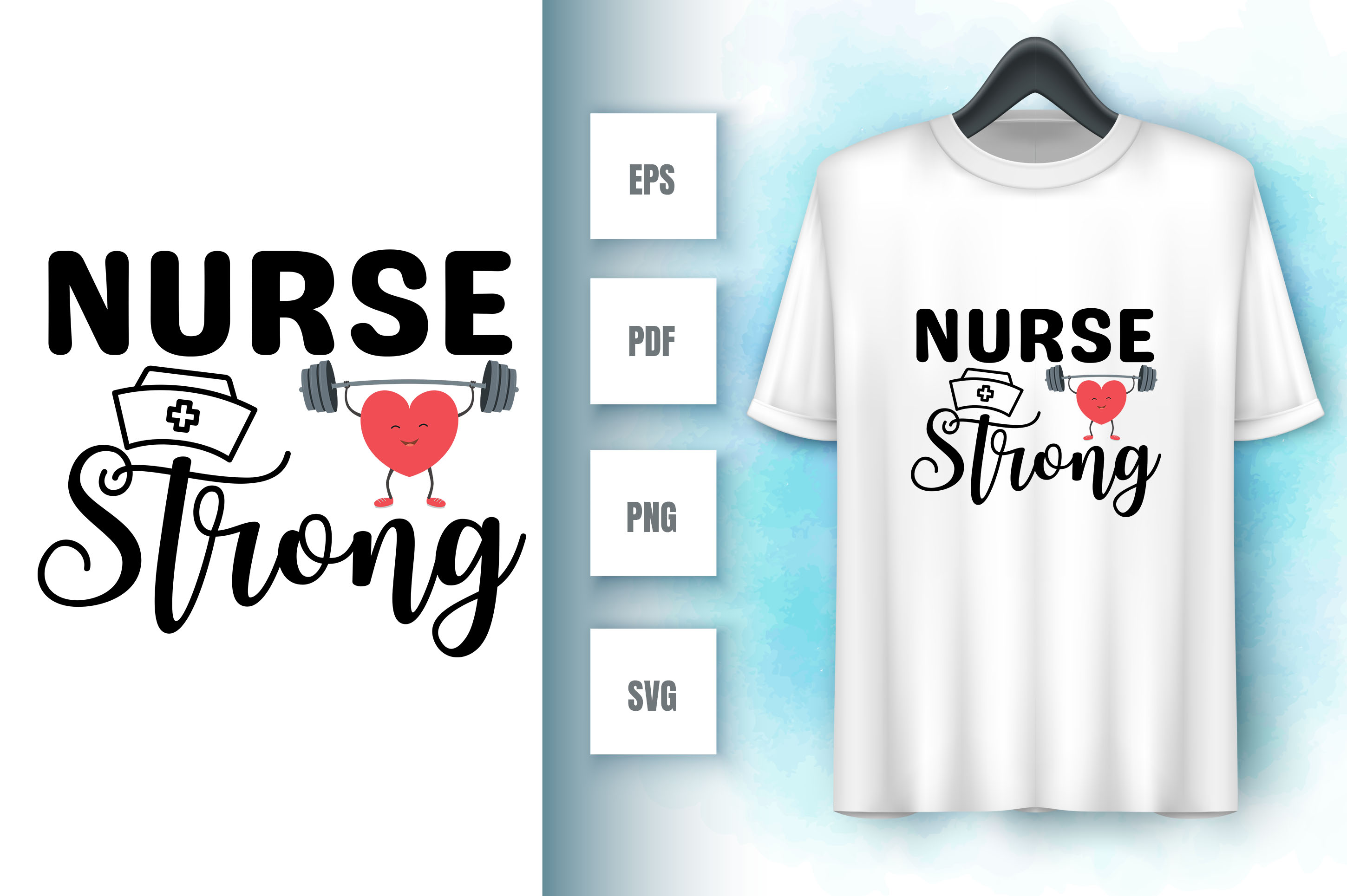 Image of a white t-shirt with an amazing print strong nurse