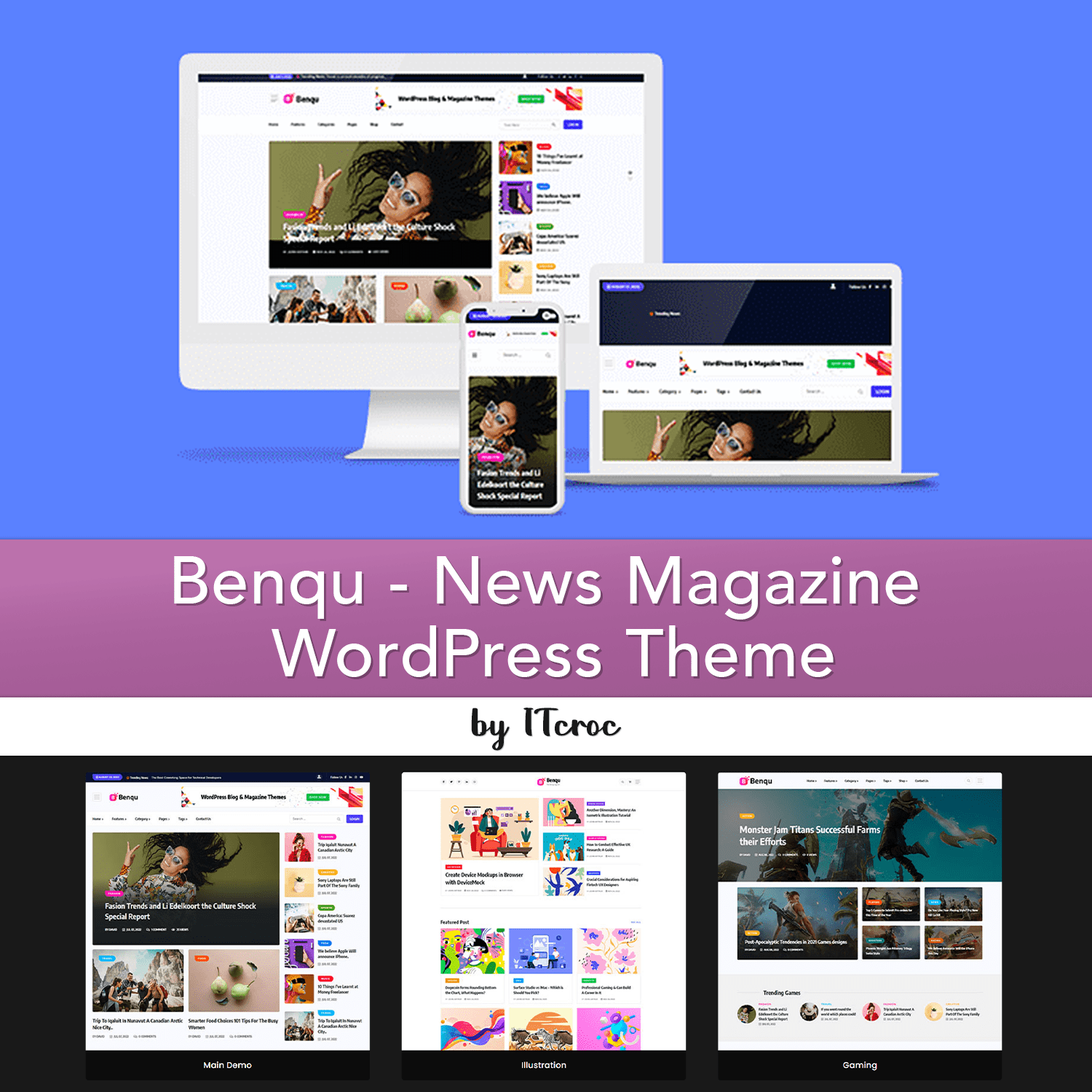 Benqu - News Magazine WordPress Theme cover.