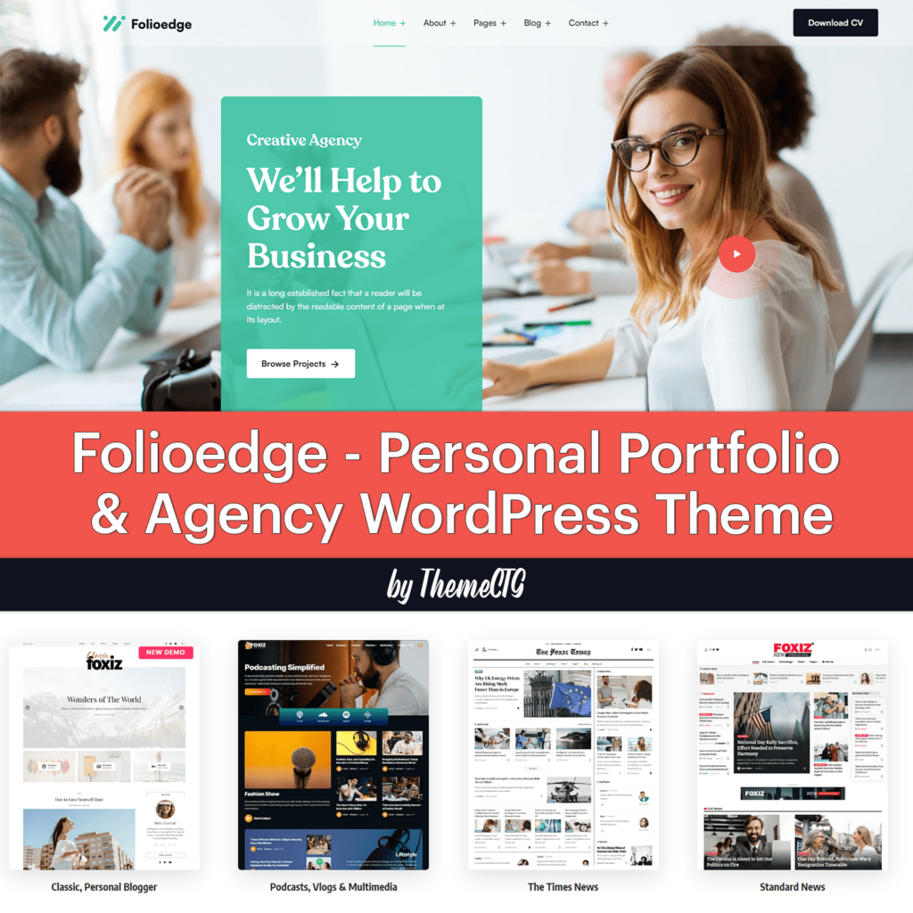 Folioedge - Personal Portfolio & Agency WordPress Theme – MasterBundles