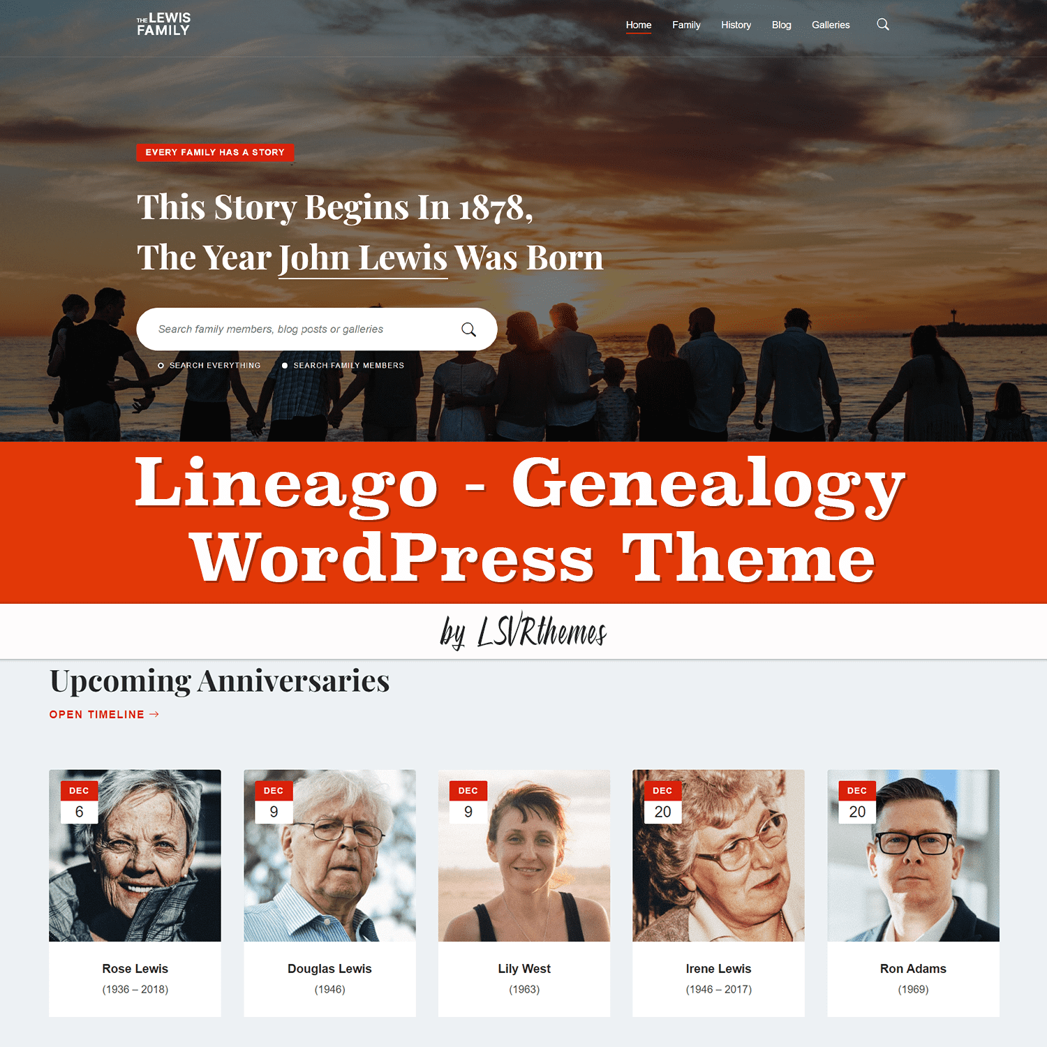 Lineago - Genealogy WordPress Theme cover.