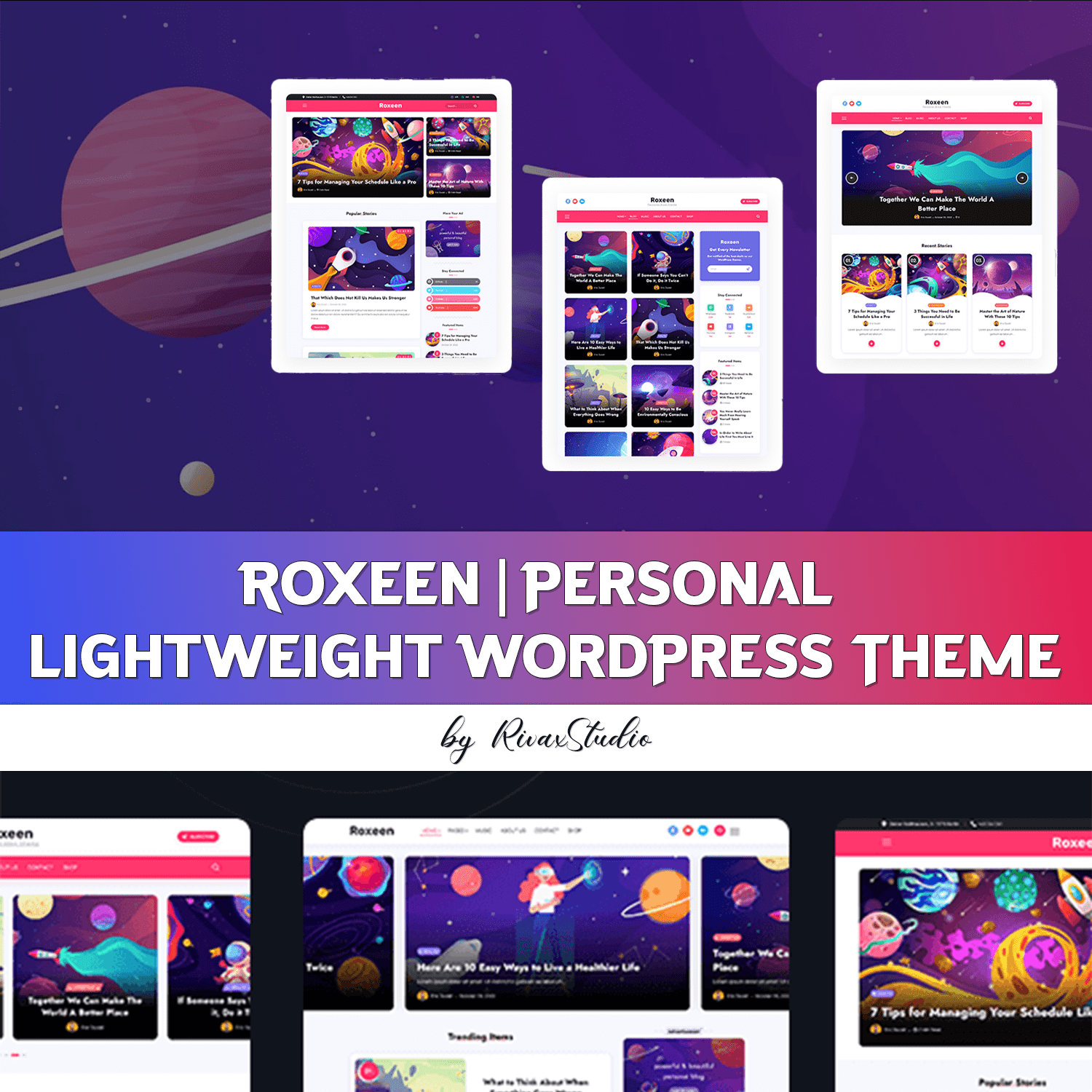 Roxeen | Personal Lightweight WordPress Theme cover.