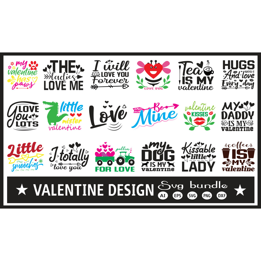 Quotes Valentine SVG Design Bundle cover image.