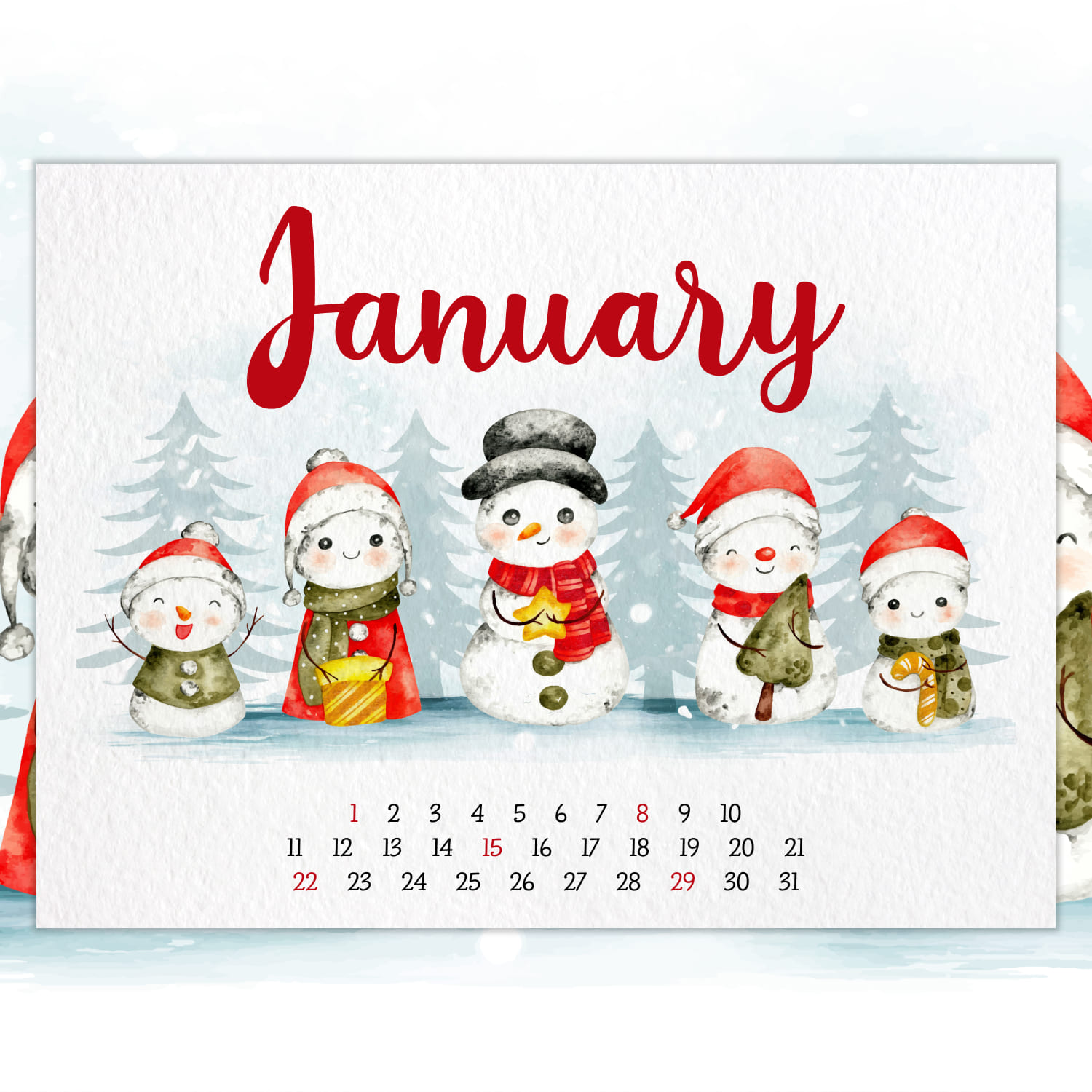 Free January Calendar cover.