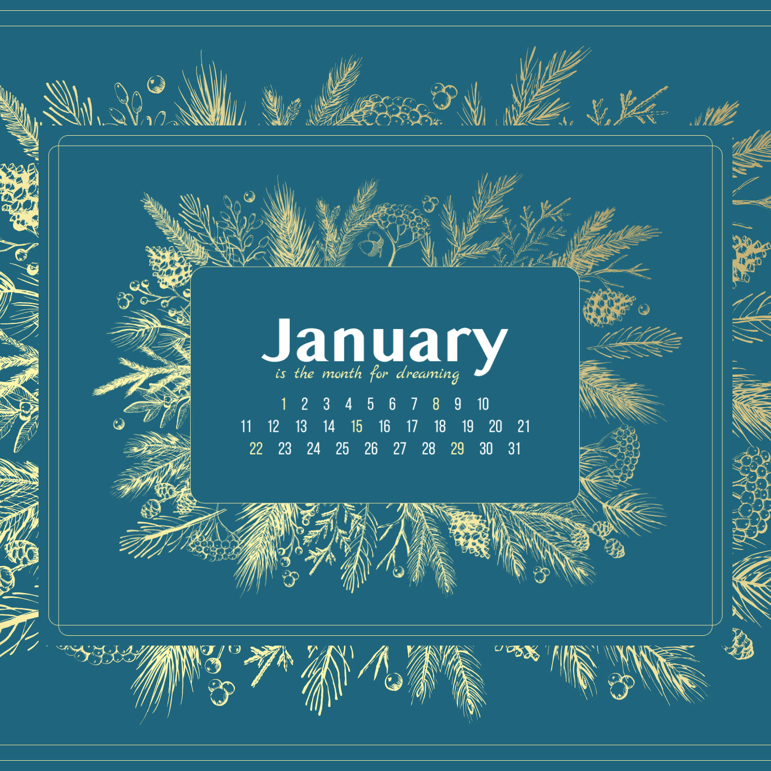 Free Modern January Calendar cover.
