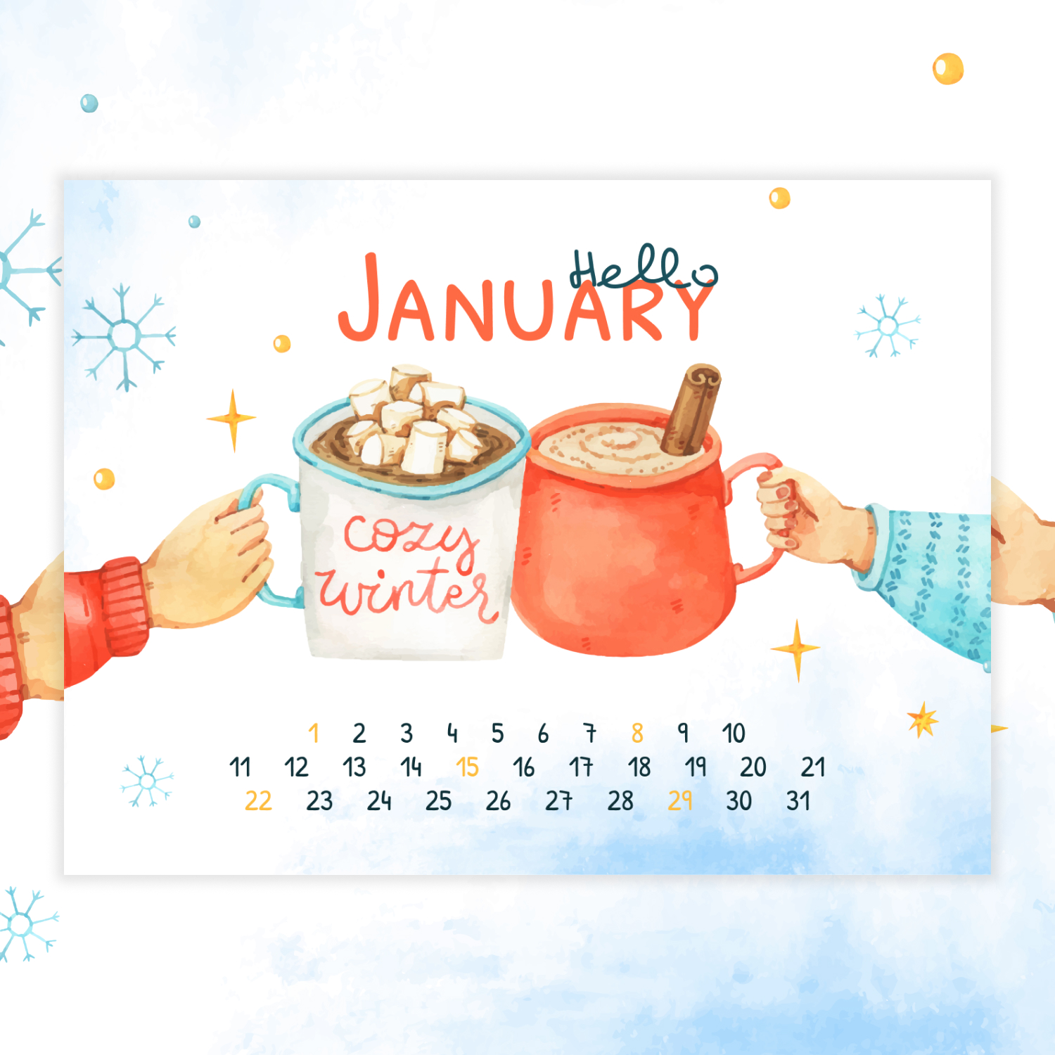 Free Cozy January Calendar cover.