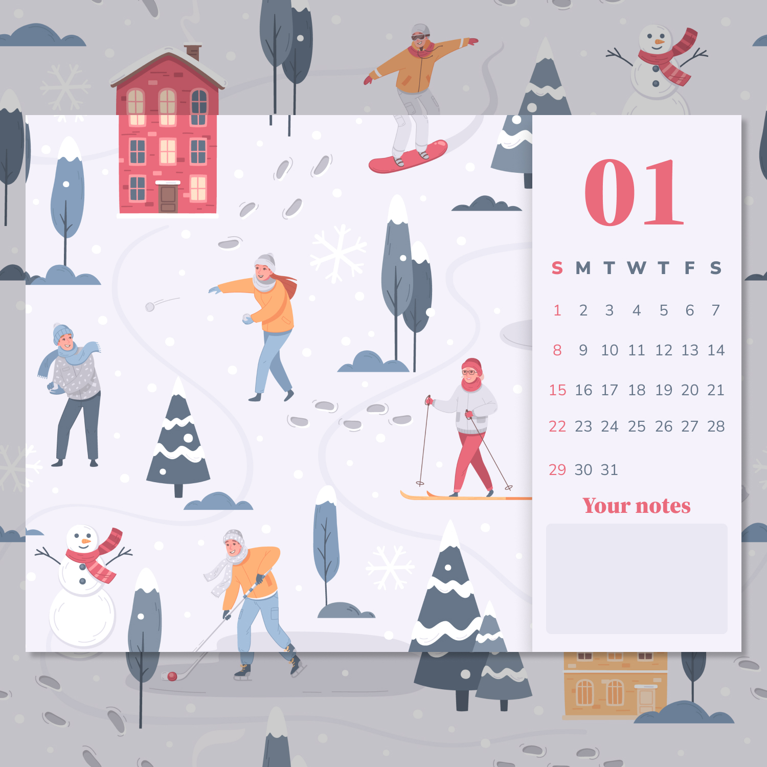 Free Colorful January Calendar cover.