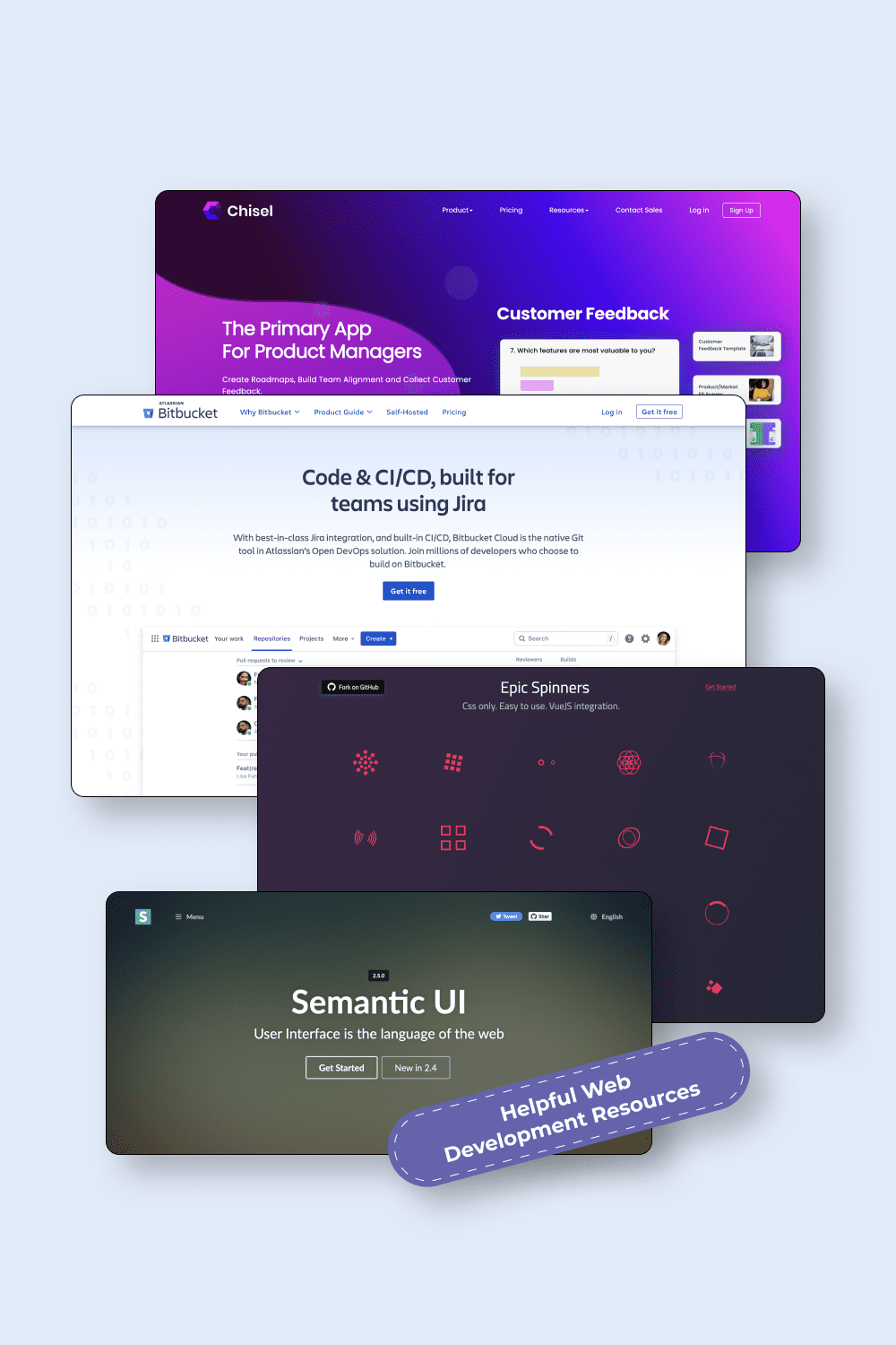 Collage with screenshots of the websites for UI.