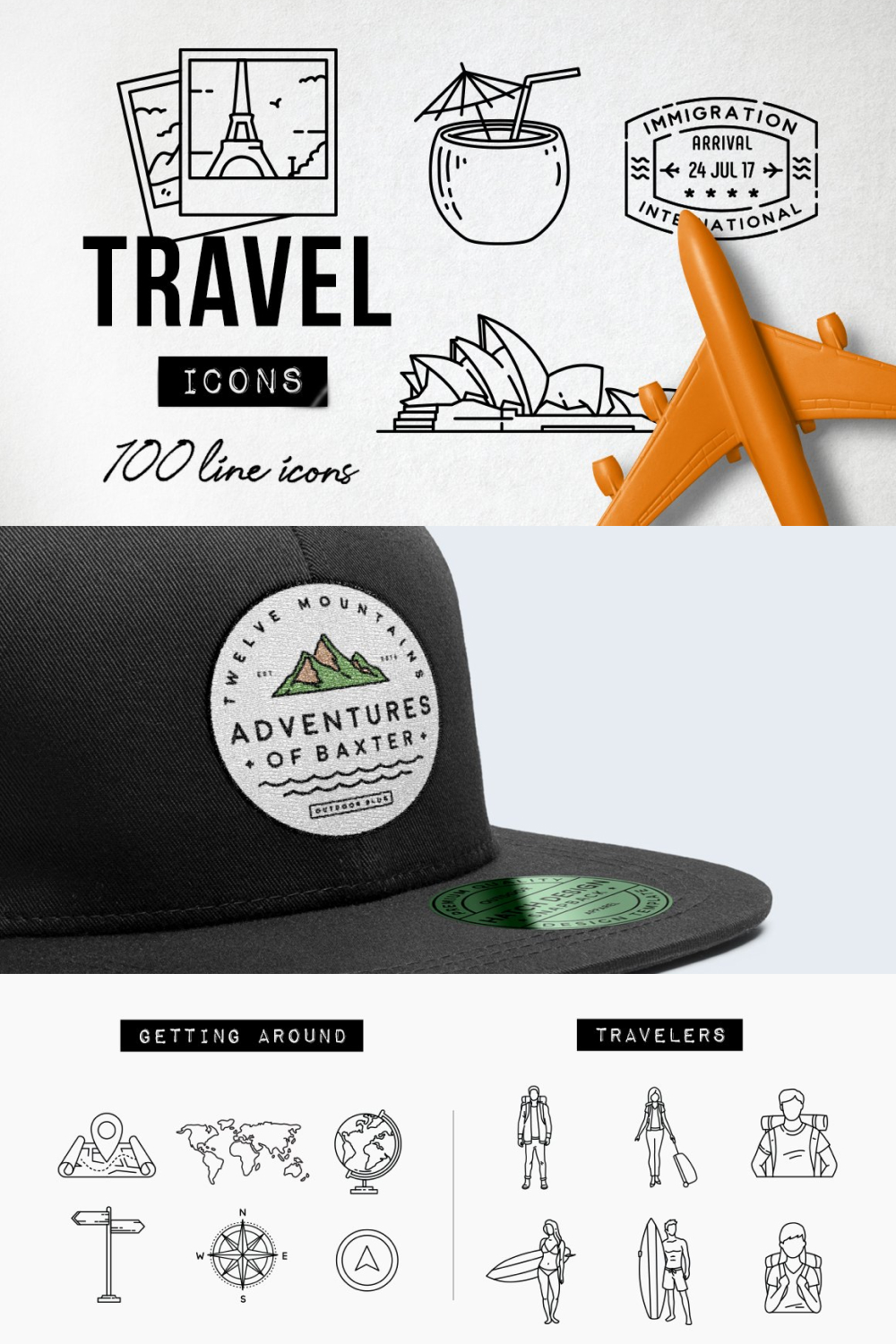 100 Travel Icons Set - Expanded - Pinterest.