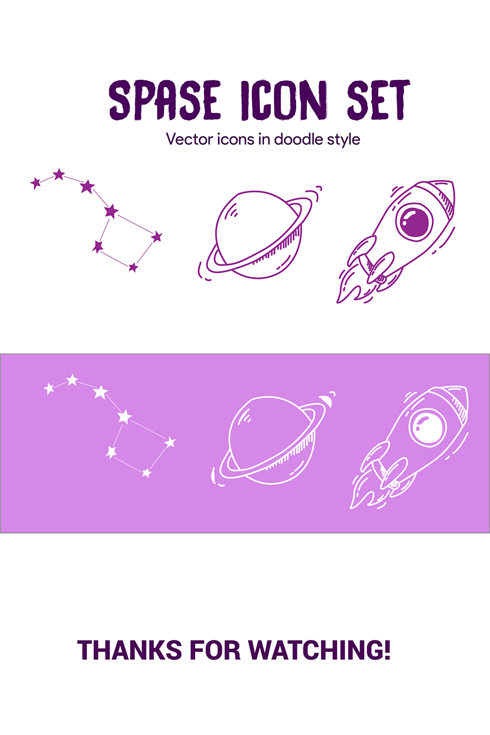 Space Icons Doodle Style Vector Design pinterest image.