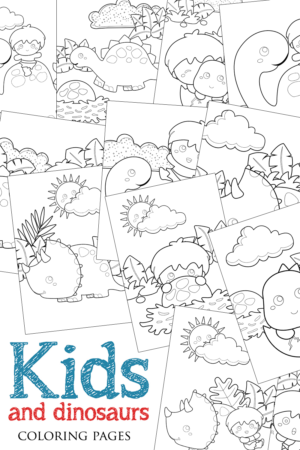 Dinosaurs Coloring Pages Design pinterest image.