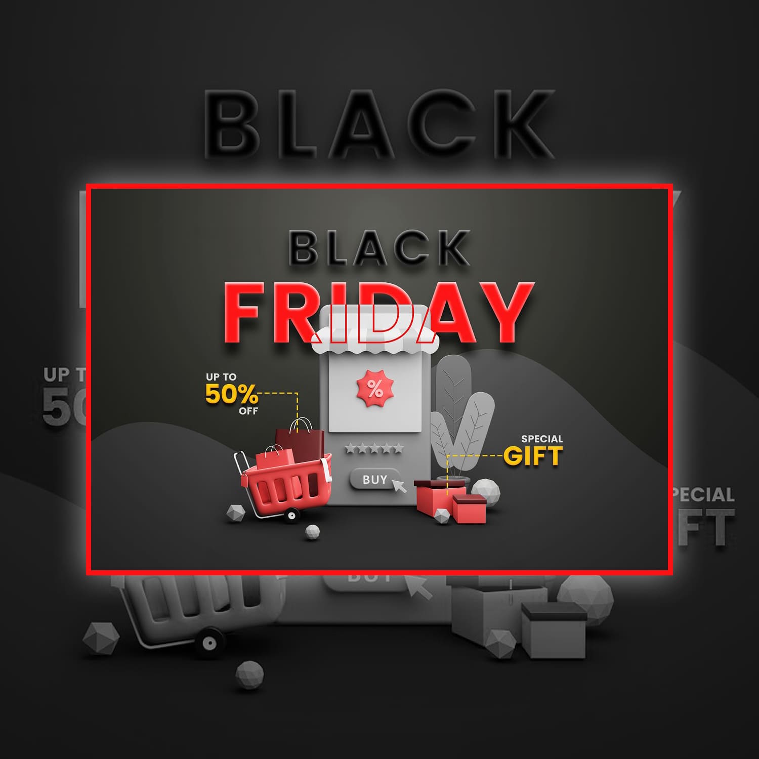 Black Friday - Shop 3D Illustration.