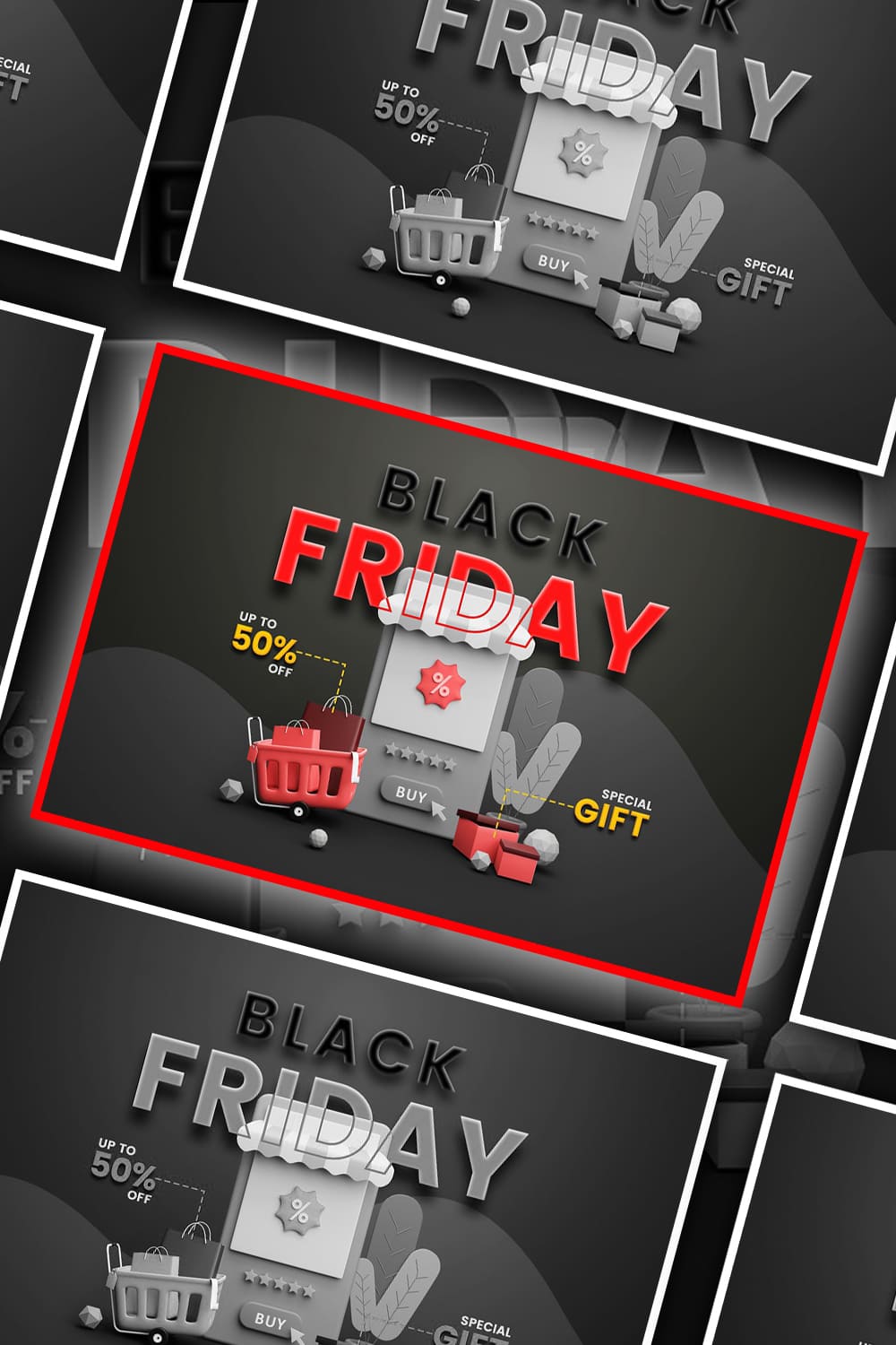 Black Friday - Shop 3D Illustration - Pinterest.