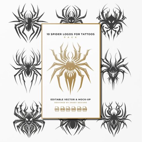 Spider Logos for Tattoos Pack x10 main image preview.