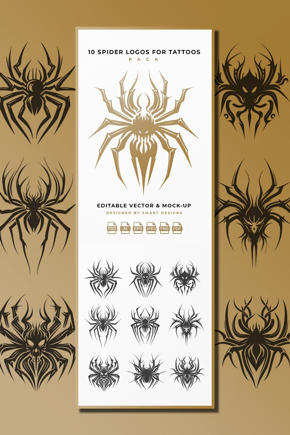 Spider Logos for Tattoos Pack x10 pinterest image preview.
