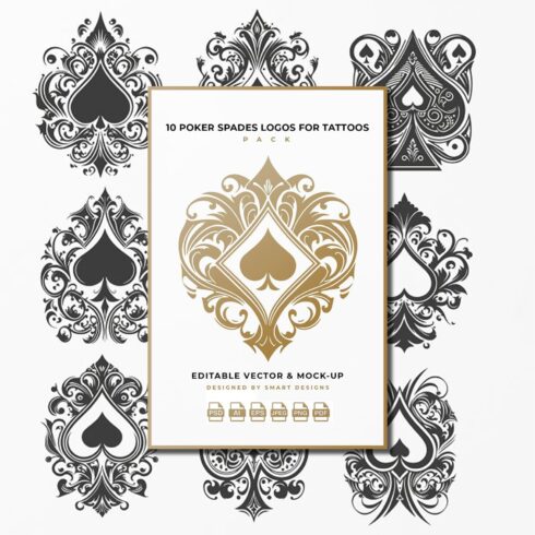 Poker Spades Logos for Tattoos Pack main image preview.