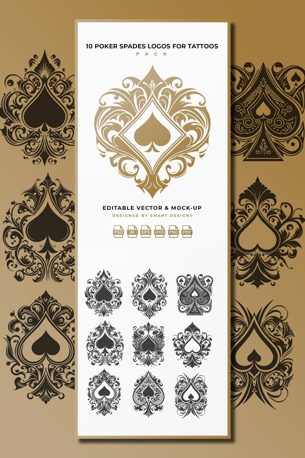 Poker Spades Logos for Tattoos Pack pinterest image preview.