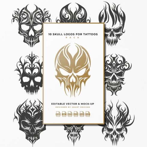 Skull Logos for Tattoos Pack x10 main image preview.