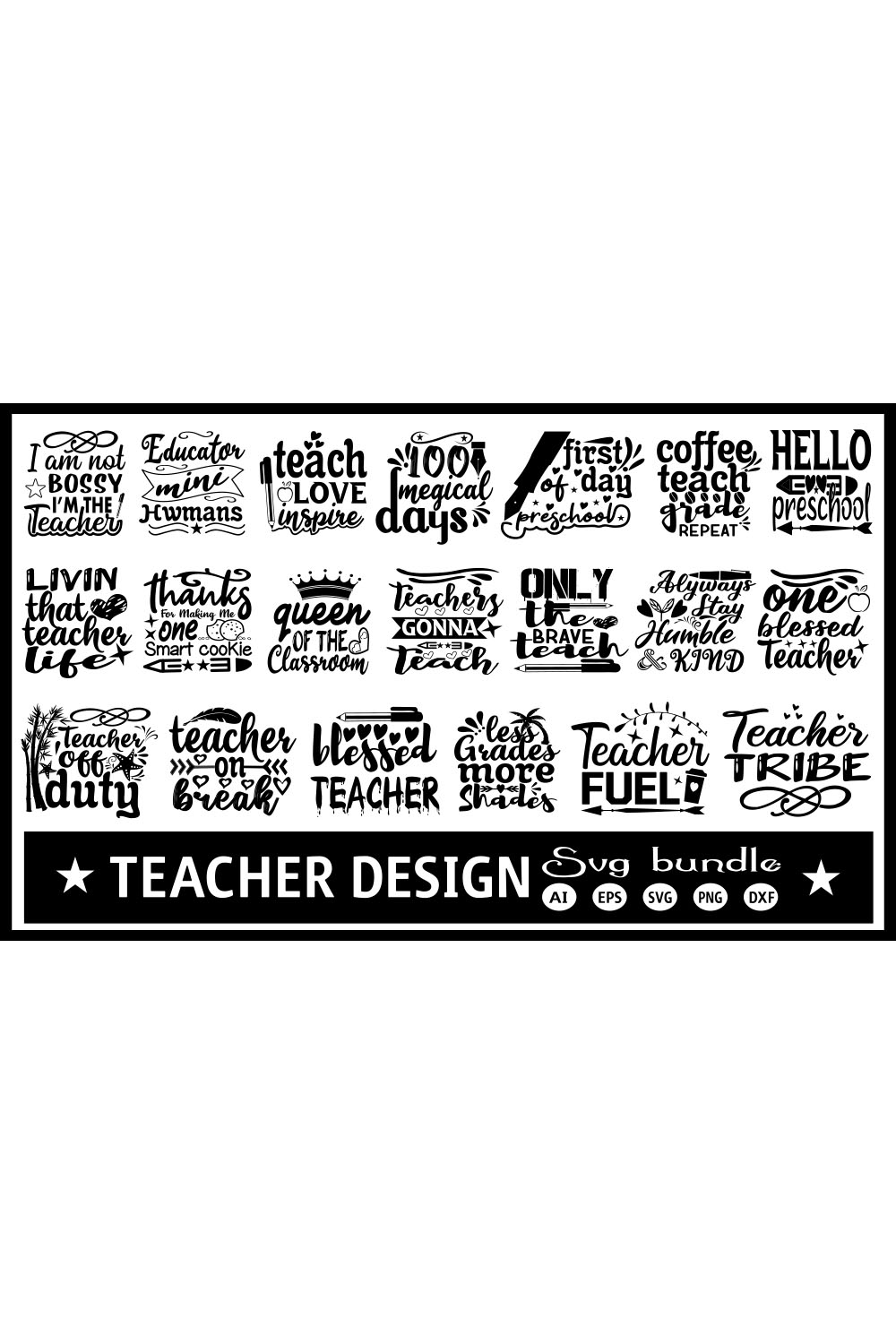 A set of beautiful images for prints on the theme of the teacher