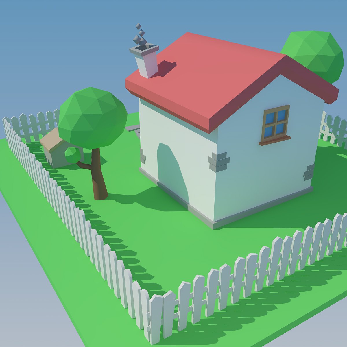 Low Poly House 3D model preview.