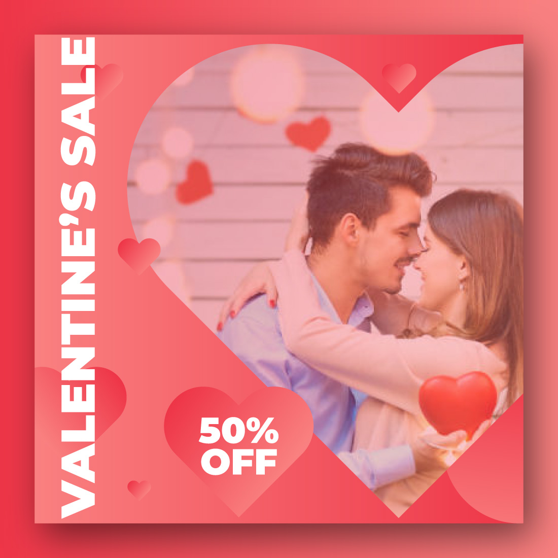 Valentine's Day Sale Social Media Post Design preview image.