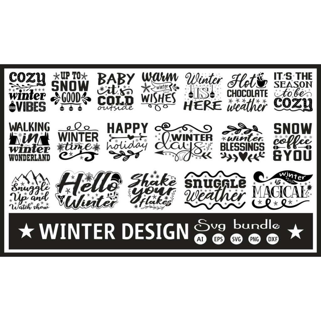 Winter Quotes Design SVG Bundle - MasterBundles