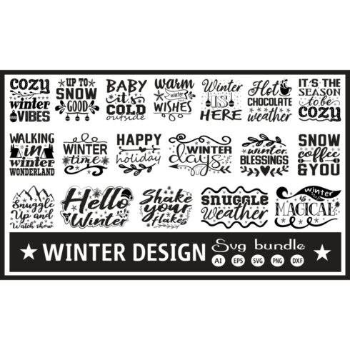 Winter Quotes Design SVG Bundle cover image.