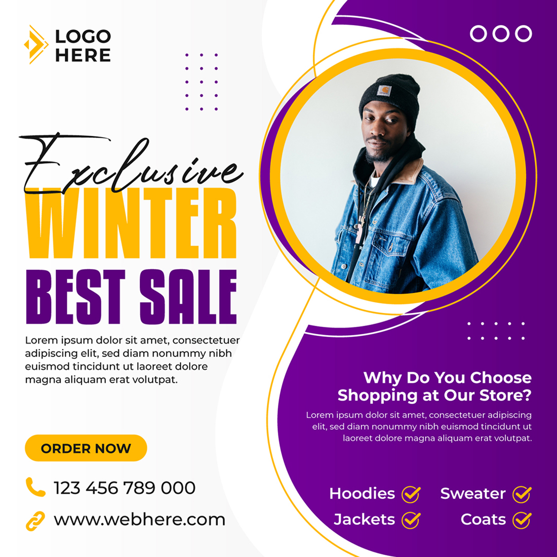 Winter Jacket Sale Social Media Post Or Instagram Post Design Template