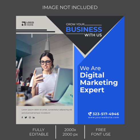 Digital Marketing or Creative Agency Social Media Post Template cover image.