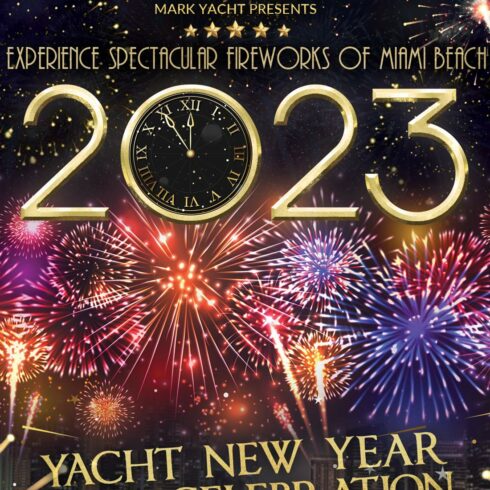 Yacht Dhow Cruise Happy New Year Flyer Design Template main cover.