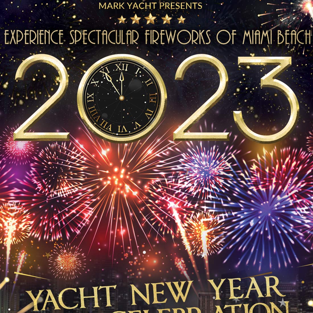 Yacht Dhow Cruise Happy New Year Flyer Design Template main cover.