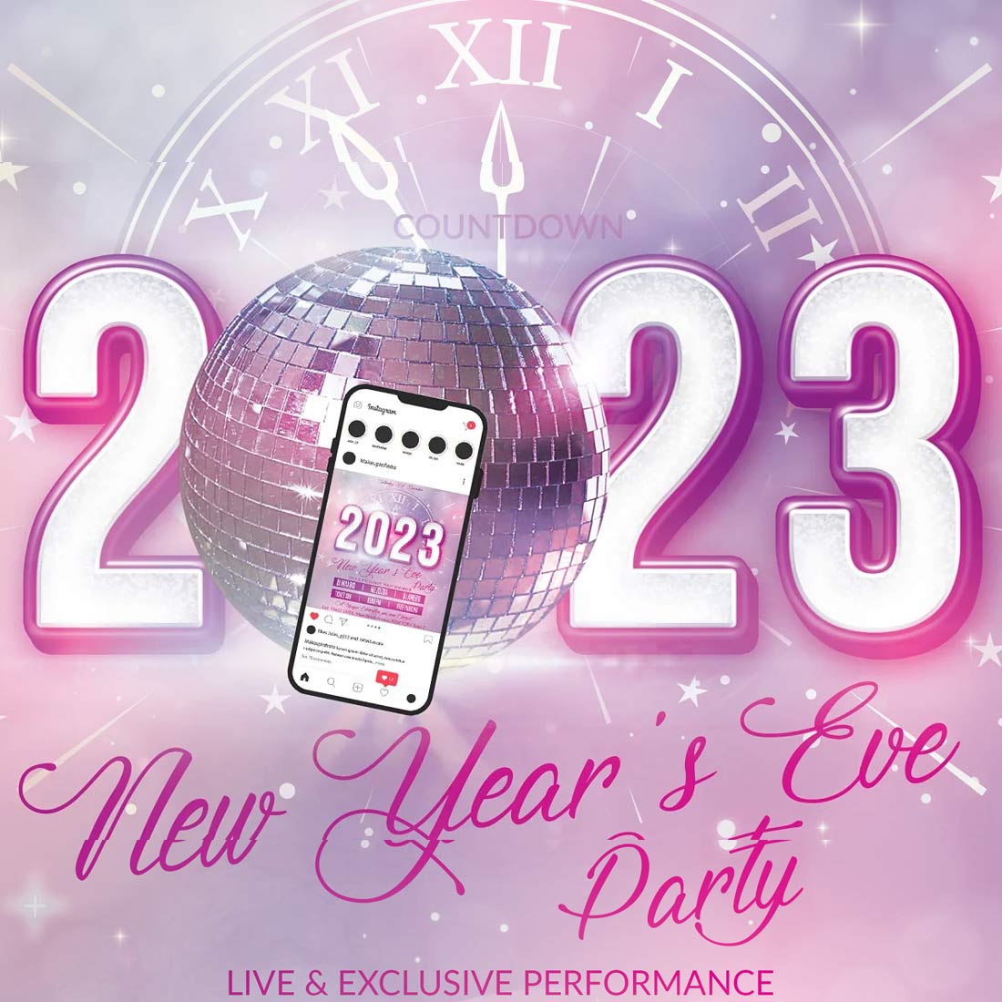 New Year Flyer 2023 Bundle Happy NYE Eve Template Design main cover.