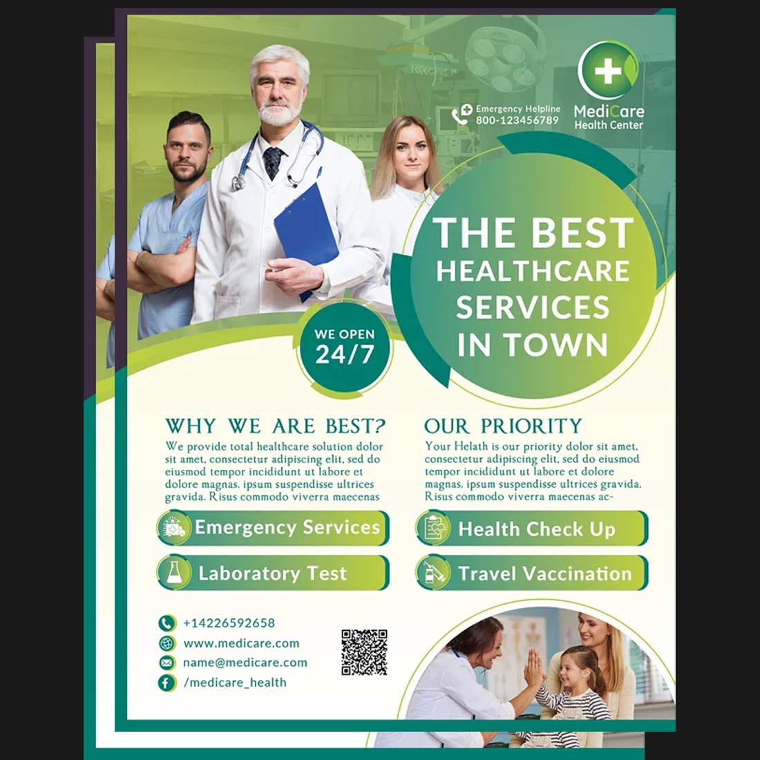 Medical Flyer Hospital Design Template Promotion main cover.