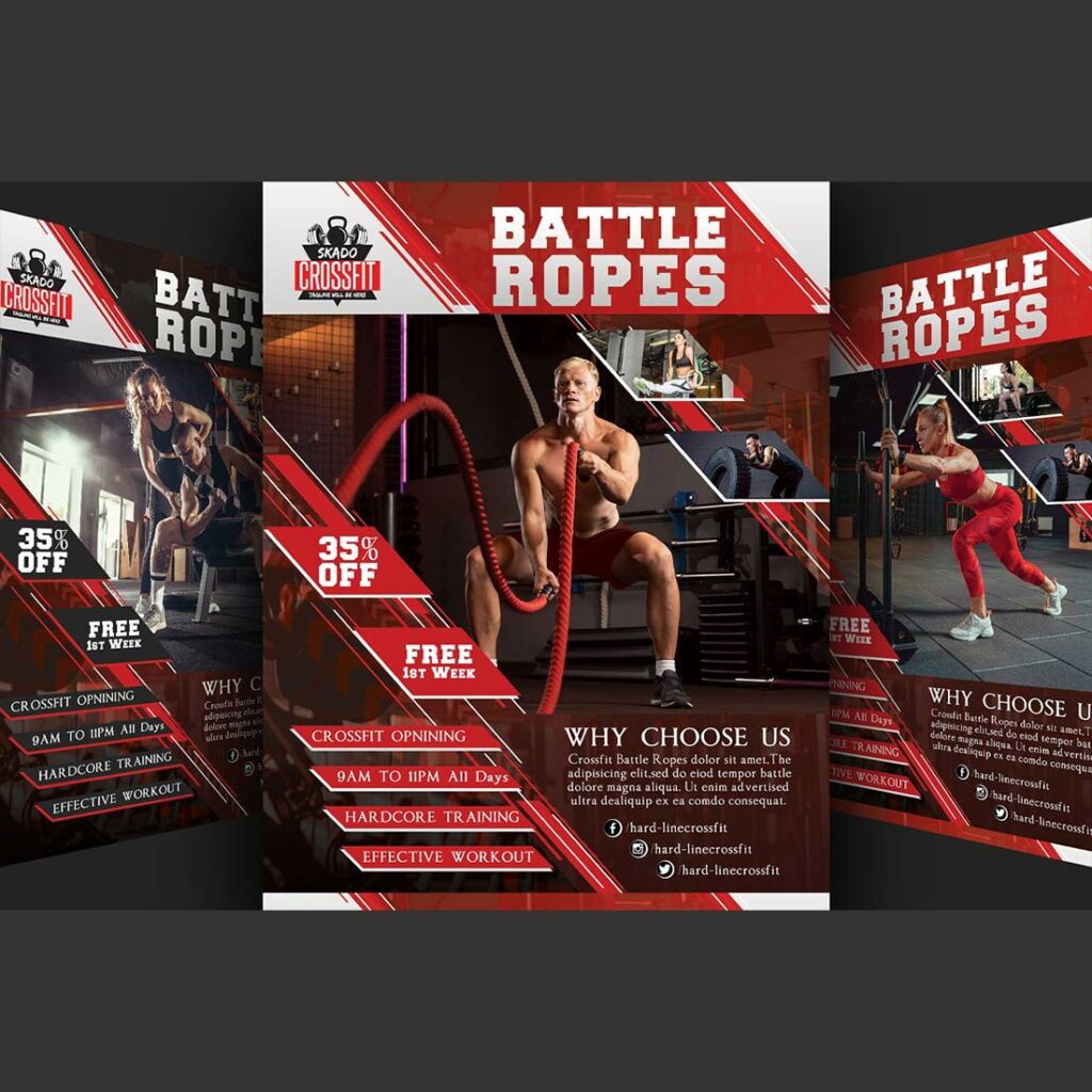 Fitness Flyer Crossfit Flyer Gym Design Template - MasterBundles