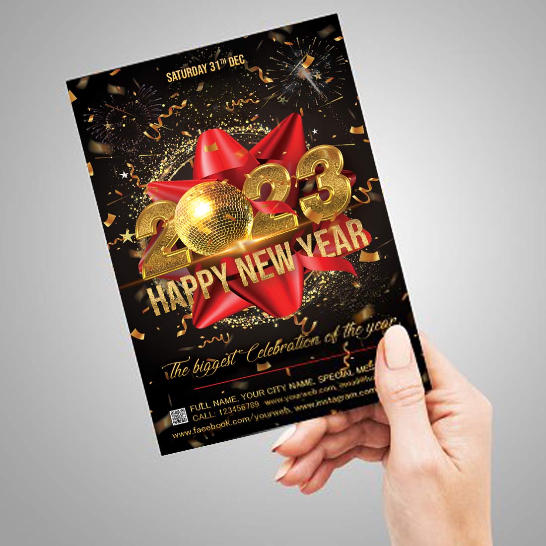 Bundle Happy New Year Eve Flyer 2023 Design Template Social Media cover.