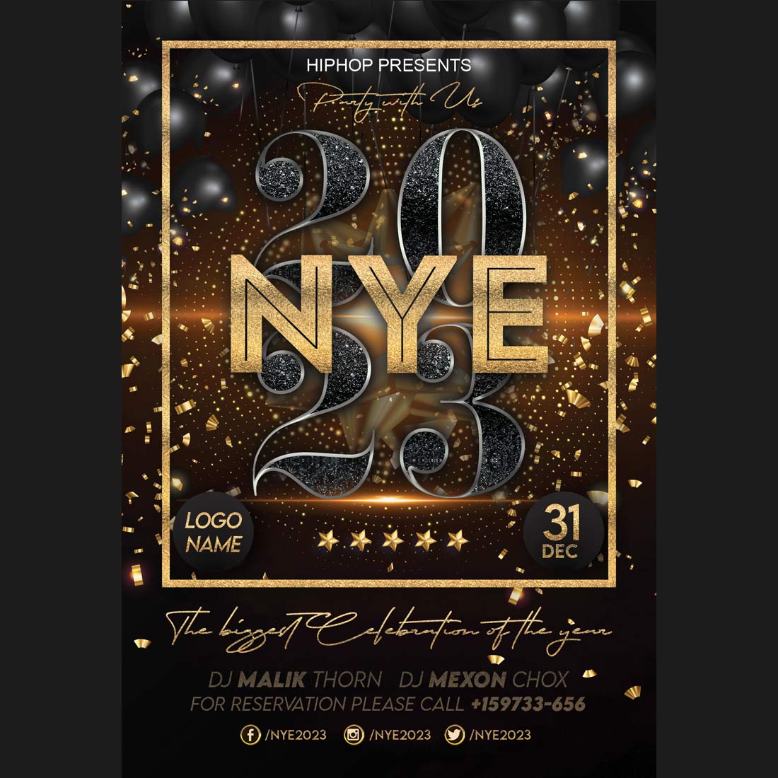 New Year Flyer Party Design preview image.