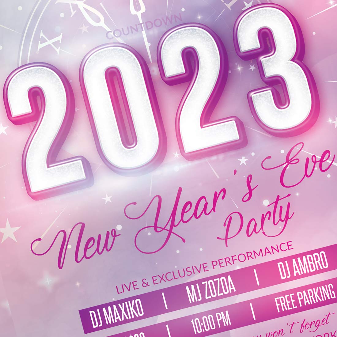 New Year Flyer 2023 Bundle Happy NYE Eve Template Design cover image.